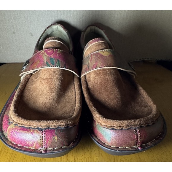 Alegria Women's Marie Shoes Tan Suede & Floral Leather Size 8.5/39 Nice! - Picture 5 of 8